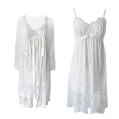 White Lace 2-Pcs Nightgown