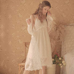 White Lace 2-Pcs Nightgown