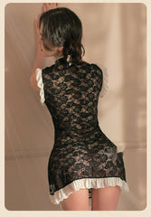 Sexy Lace See-through Cheongsam Pajamas