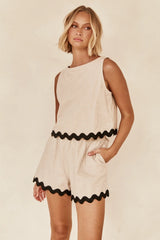 Wave Print Sleeveless Top & Shorts Set
