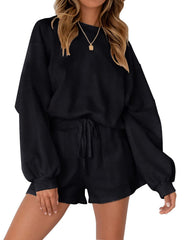 Casual Sports Sweatshirt & Shorts Set