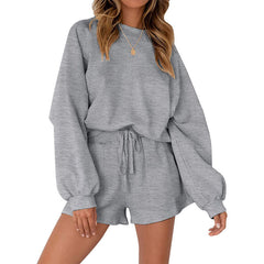 Casual Sports Sweatshirt & Shorts Set