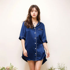 Spring & Summer Silk Mid-Length Shirt Dress