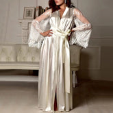 Women's Robe & Lace Silk Nightgown Set