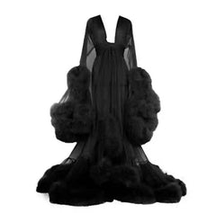 Sexy Fur See-Through Bridal Robe