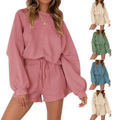 Casual Sports Sweatshirt & Shorts Set